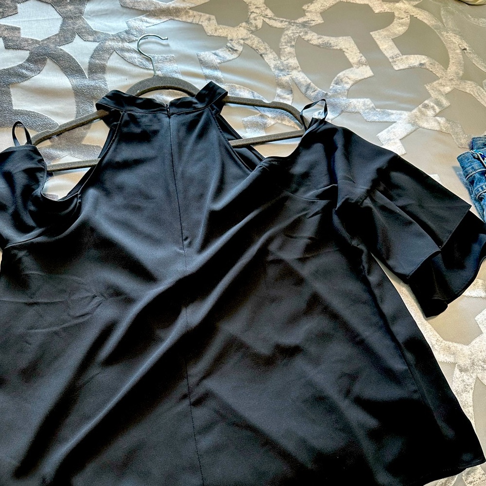 Naked Zebra open shoulder blouse